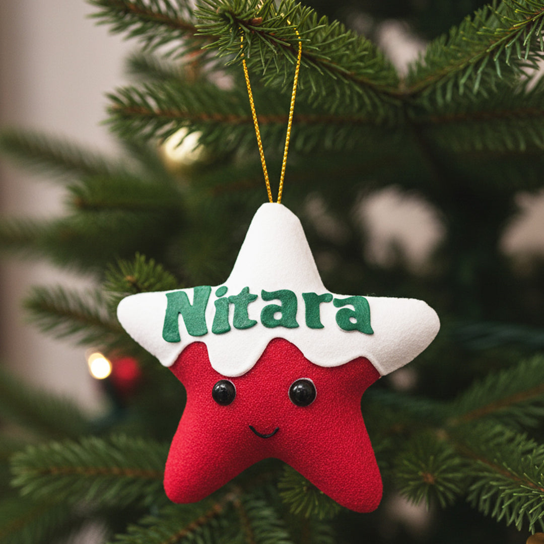 Personalized Star Felt Ornament For Christmas Tree Decoration