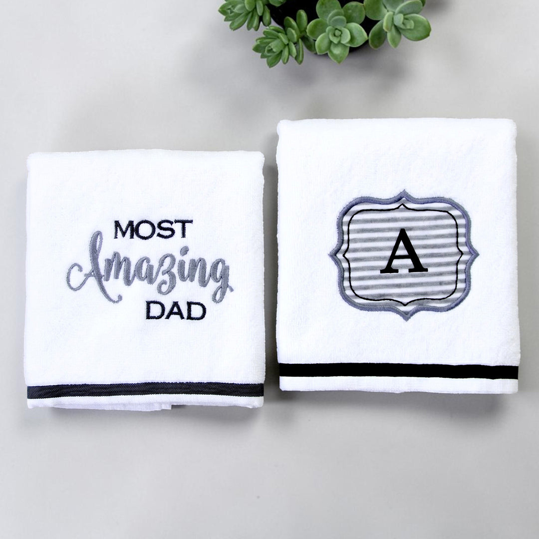 Elegant Detailed Embroidered Towel Set For Dad | Pack of 2