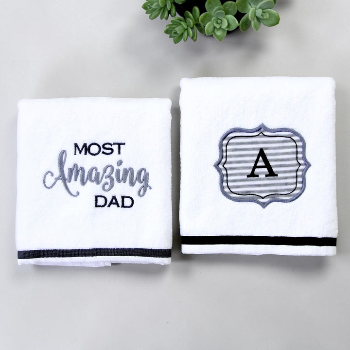 Elegant Detailed Embroidered Towel Set For Dad | Pack of 2