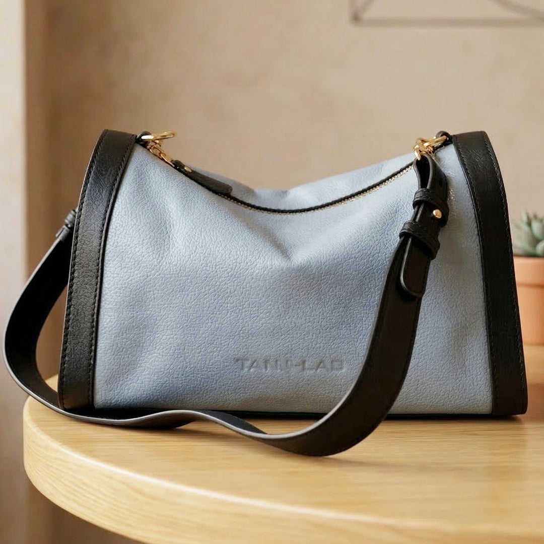 Personalized Blue Rachel Leather Shoulder Bag