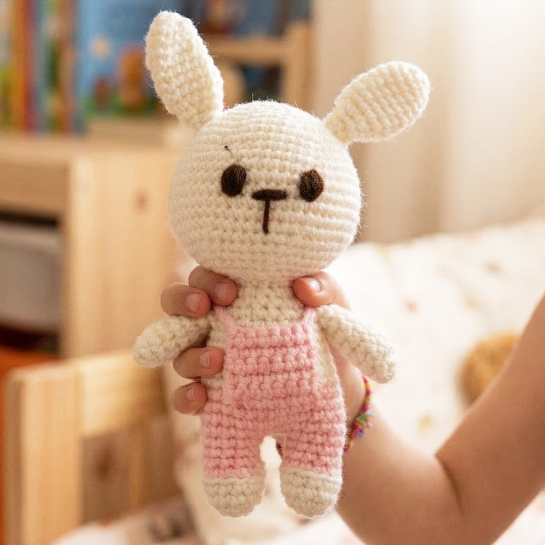 Handmade Crochet Pink Bunny Toy For Kids