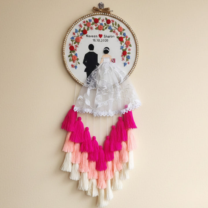 Personalized Embroidered Christian Wedding Plaque With Tassels