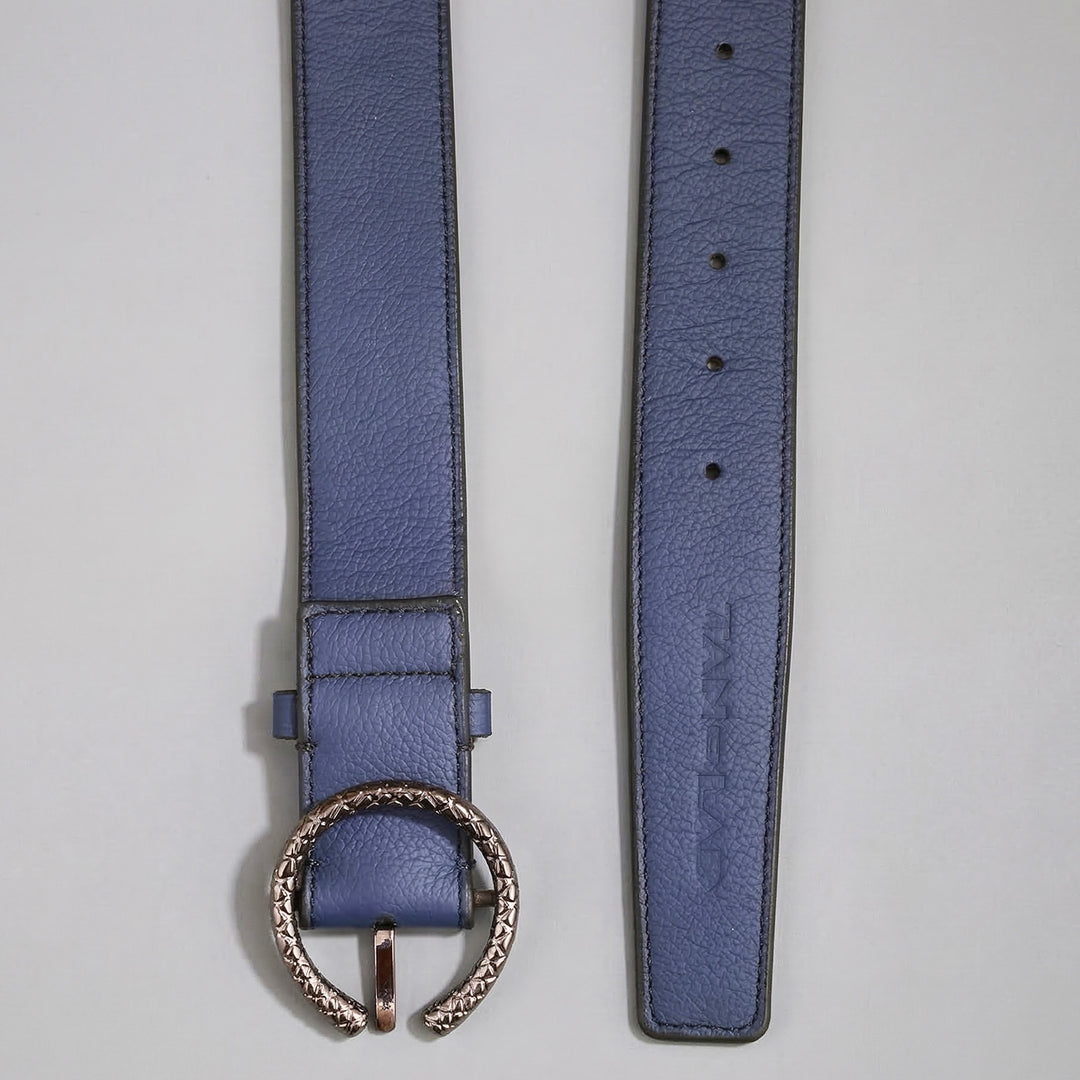 Blue Medusa Leather Belt For Women