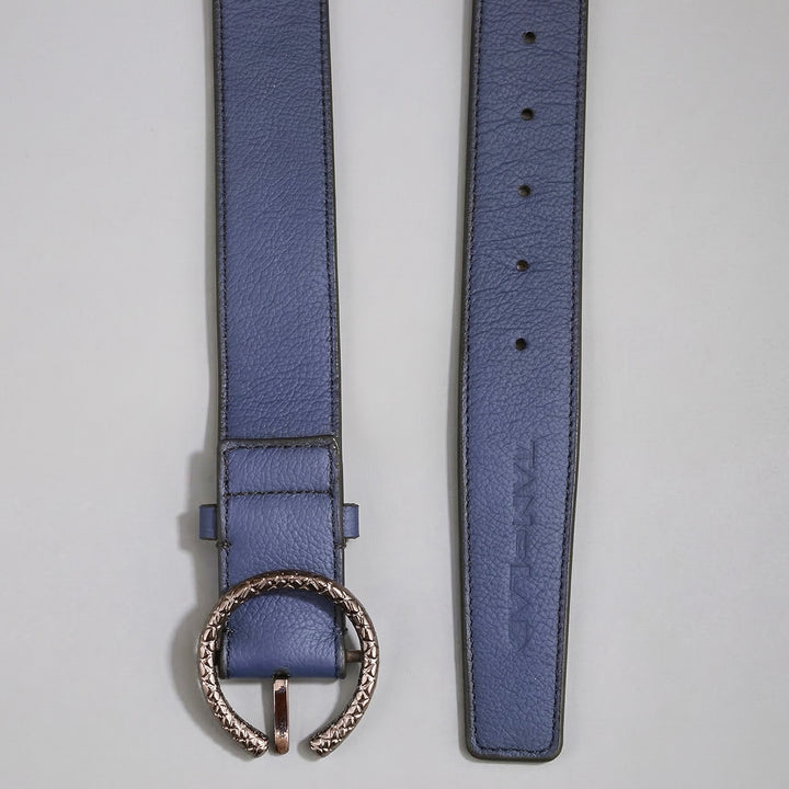 Blue Medusa Leather Belt For Women