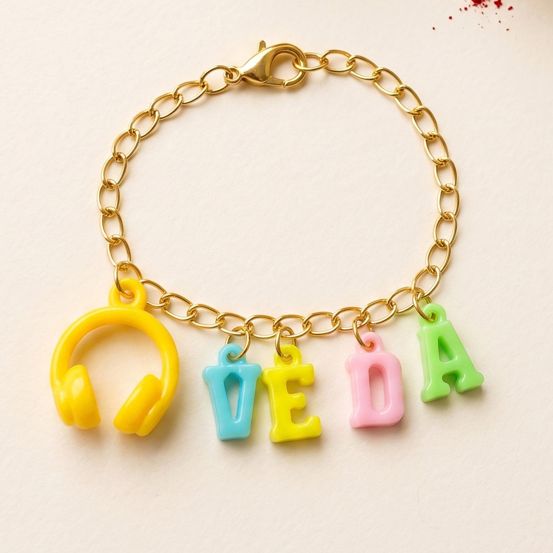 Reusable Handmade Personalised Headphone Charm Bracelet Rakhi With Roli Chawal For Brother