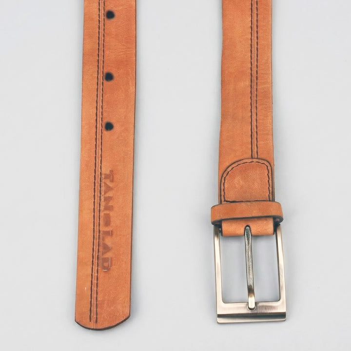 Light Brown Gridline Leather Belt