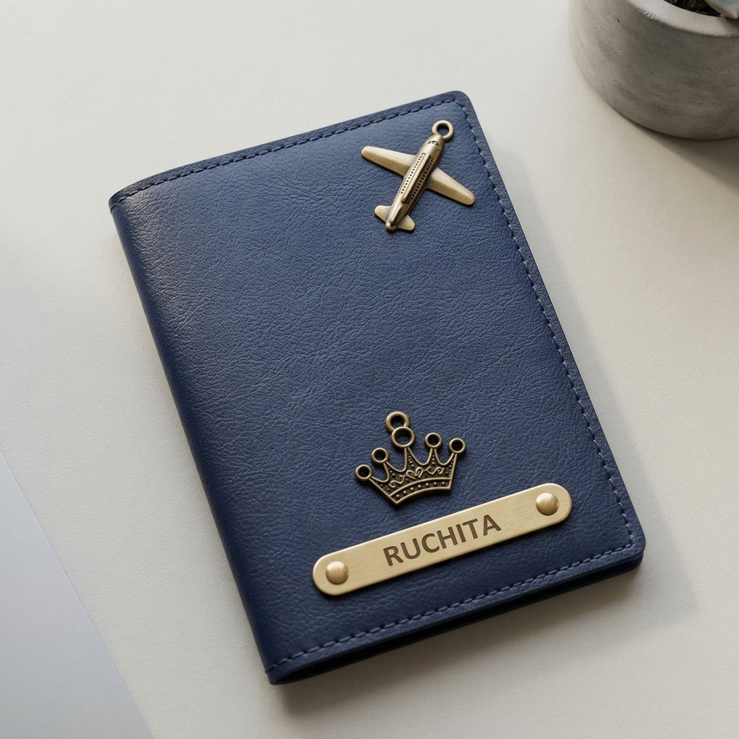 Personalized Faux Leather Passport Cover With Charm