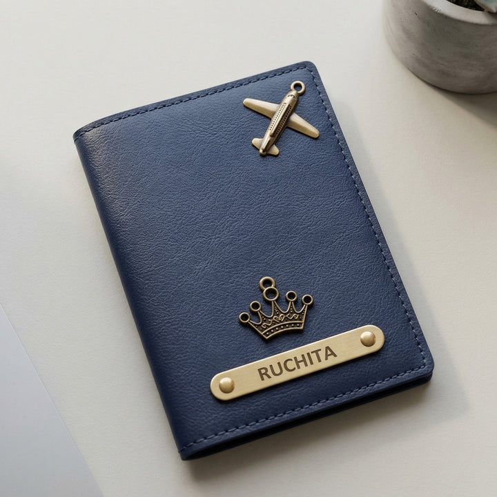Personalized Faux Leather Passport Cover With Charm