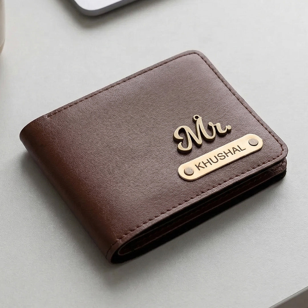 Personalized Faux Leather Men's Wallet With Charm