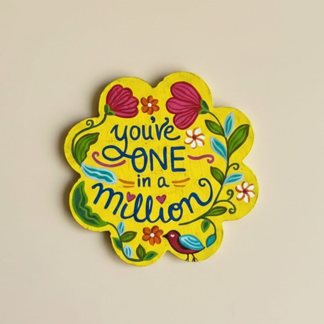 Hand-Painted Floral One In Million MDF Wood Fridge Magnet