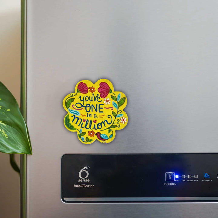 Hand-Painted Floral One In Million MDF Wood Fridge Magnet