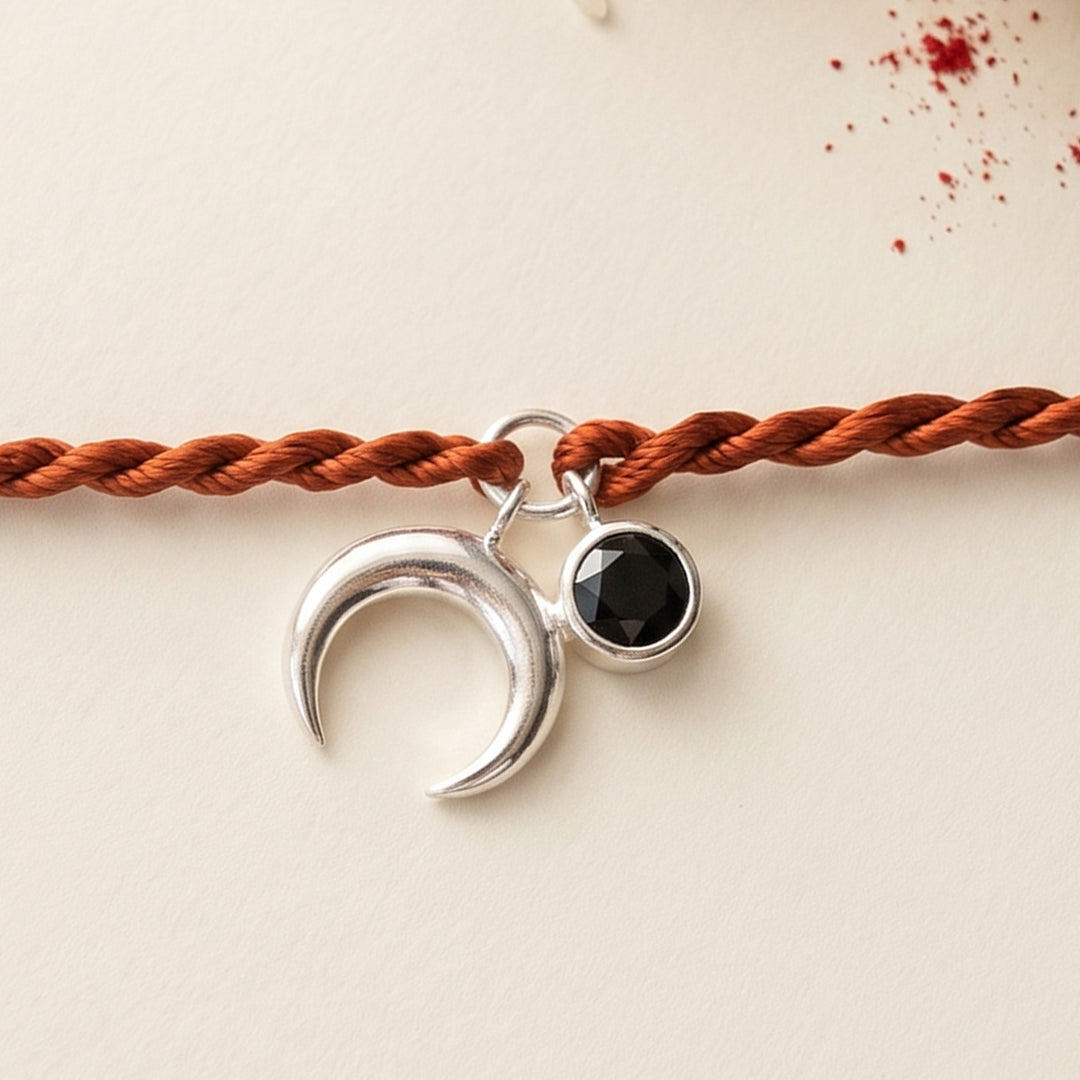 Holistic Charms Sterling Silver Charm Rakhi With Roli Chawal For Brother