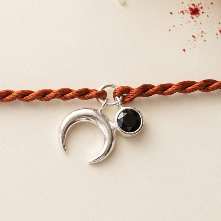 Holistic Charms Sterling Silver Charm Rakhi With Roli Chawal For Brother