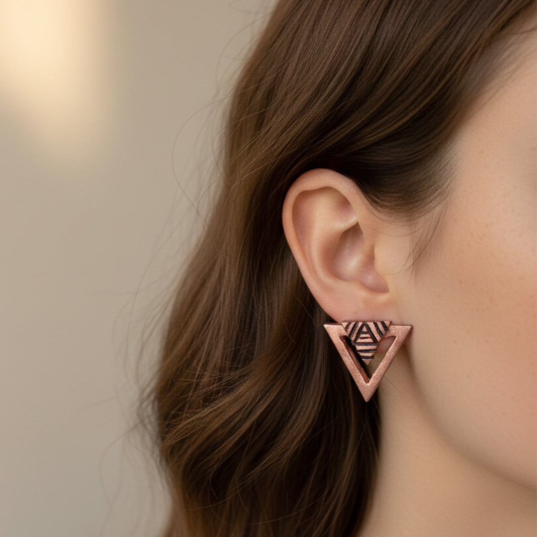 Handmade Triangle Terracotta Earrings