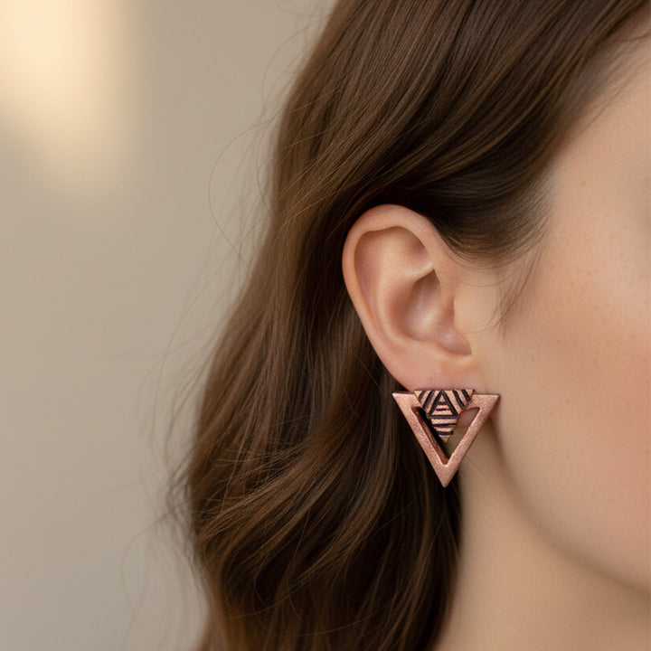 Handmade Triangle Terracotta Earrings