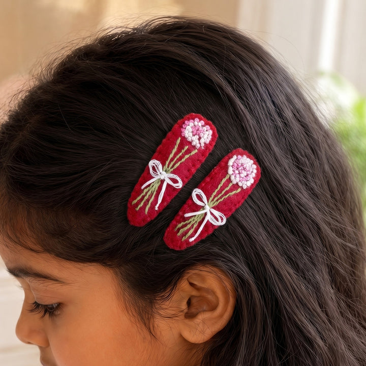 Tiny Blooms French Knot Flower Hair Clips | Set of 2