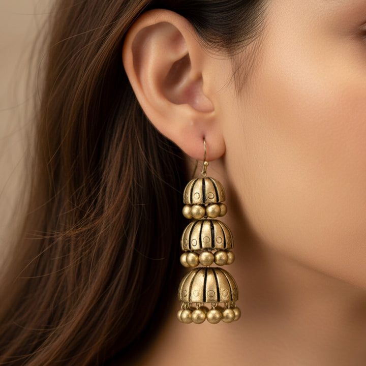 Handmade Triple Dome Terracotta Earrings