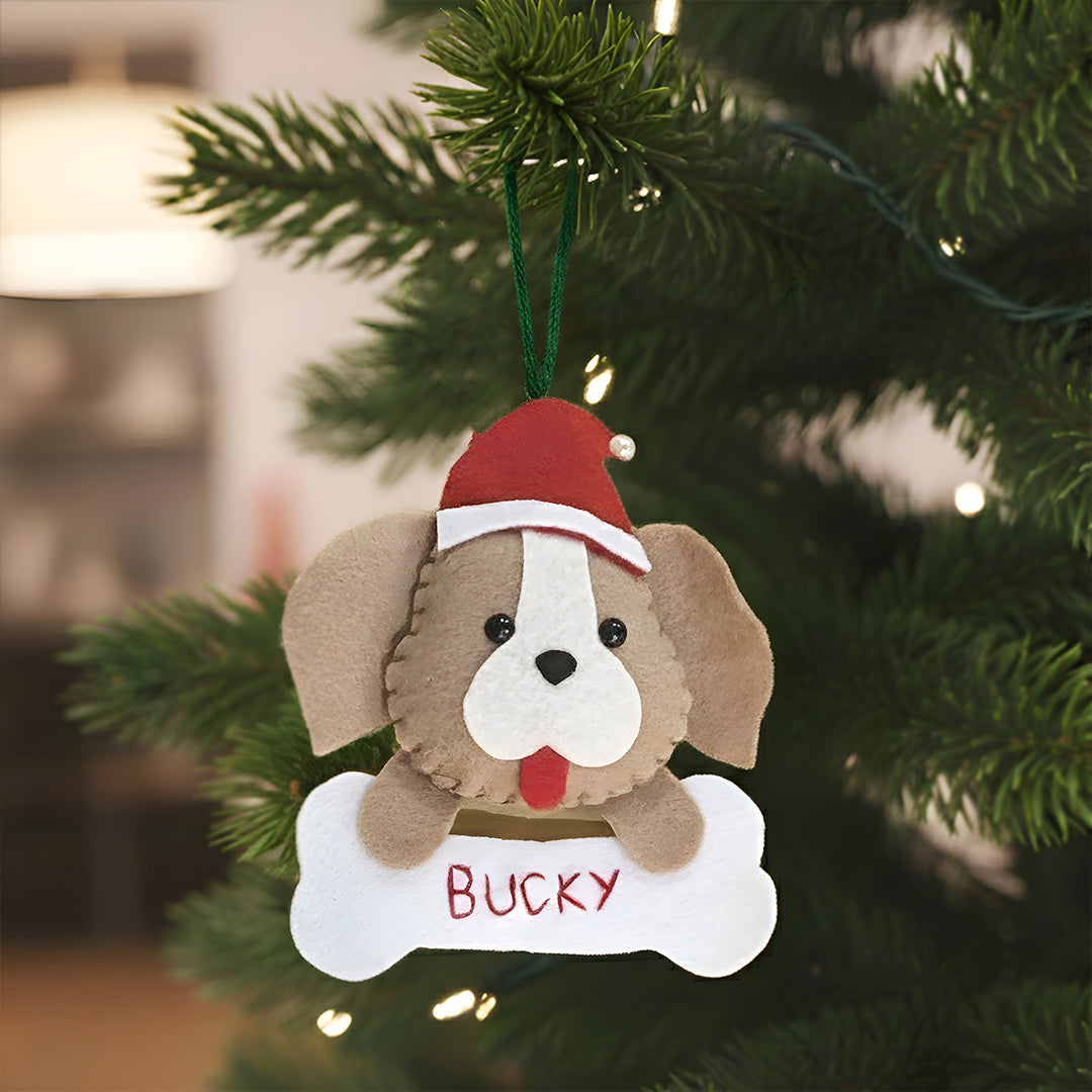 Personalized Handmade Dog Theme Felt Christmas Ornament