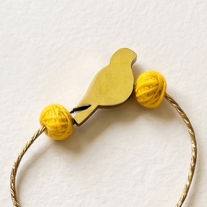 Handcrafted Bird Motif Beaded Tassel Rakhi - Yellow