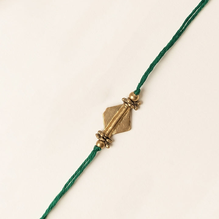 Intricate Beaded Diamond Brass Bead Festive Rakhi With Roli Chawal For Brother