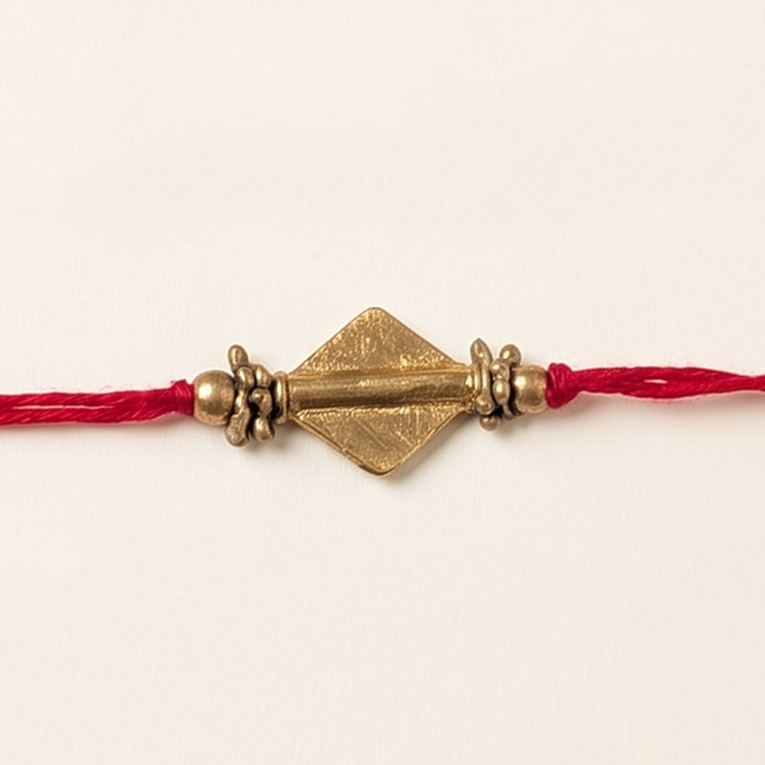 Intricate Beaded Diamond Brass Bead Festive Rakhi With Roli Chawal For Brother