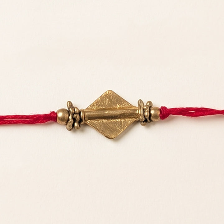 Intricate Beaded Diamond Brass Bead Festive Rakhi With Roli Chawal For Brother