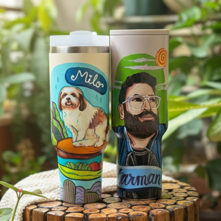 Photo Personalized Hand-Painted Single Character Pop Art Illustrated Insulated Sipper