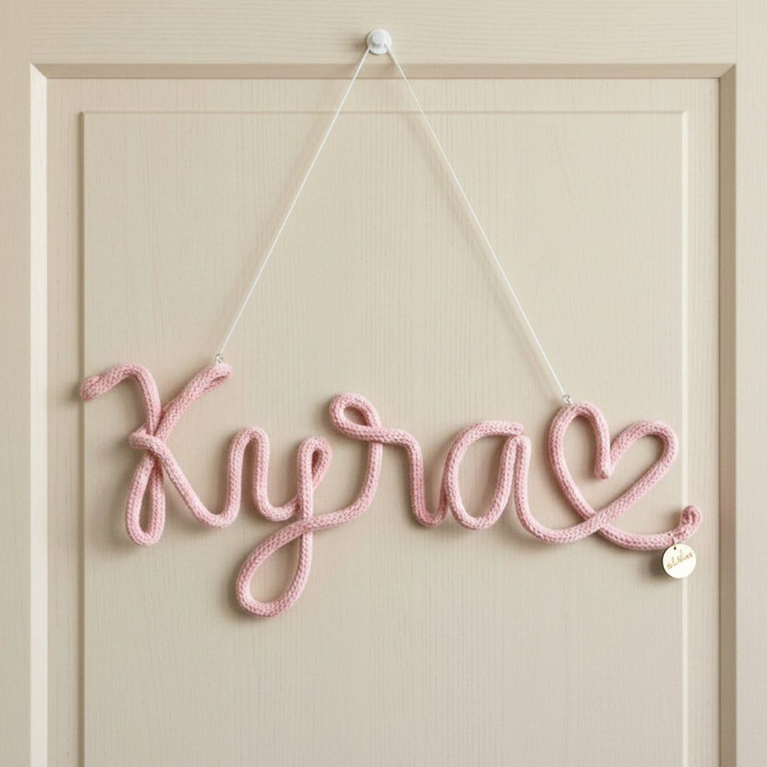 Personalized Knitted Wire Heart Theme Kids Name Plate