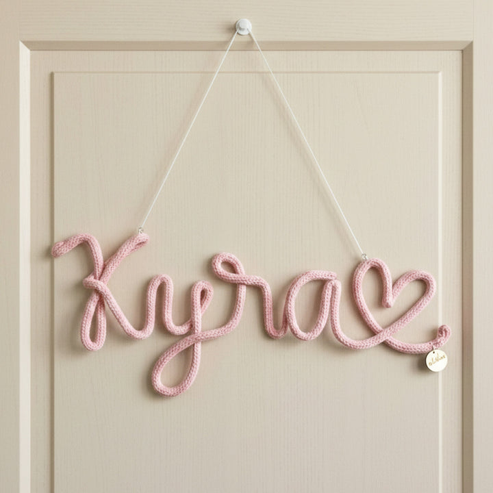 Personalized Knitted Wire Heart Theme Kids Name Plate