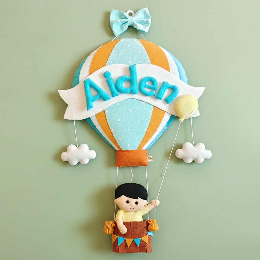 Hand-stitched Hot Air Balloon Felt Nameplate