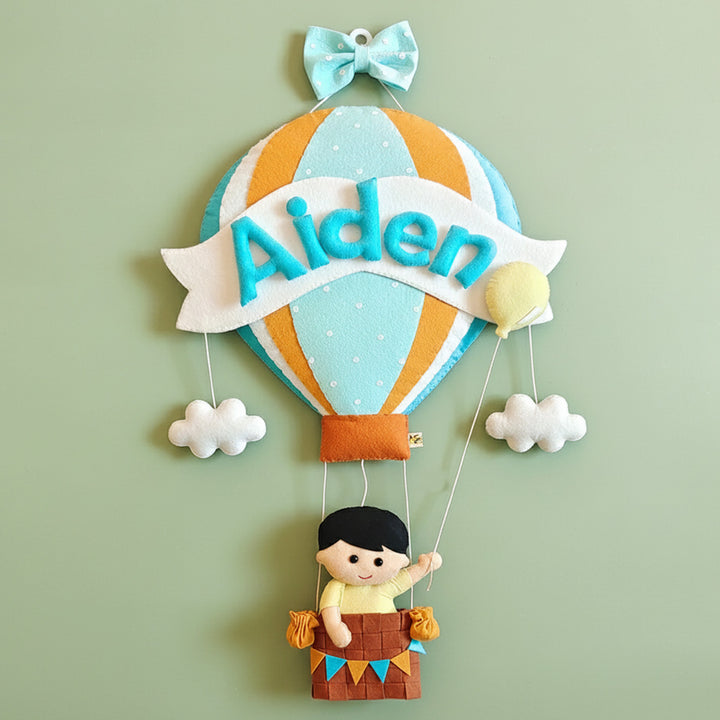 Hand-stitched Hot Air Balloon Felt Nameplate