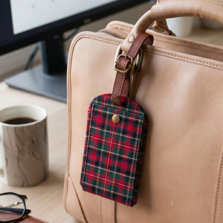 Plaid Handmade Red Luggage Tag