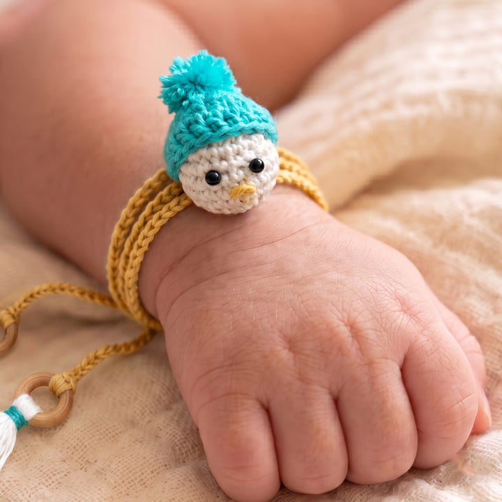 Handmade Crochet "It’s a Boy" Rakhi For Newborns With Roli Chawal