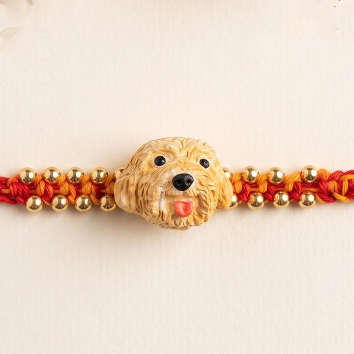 Handmade Dog Charm Polymer Clay Rakhi With Roli Chawal For Kids