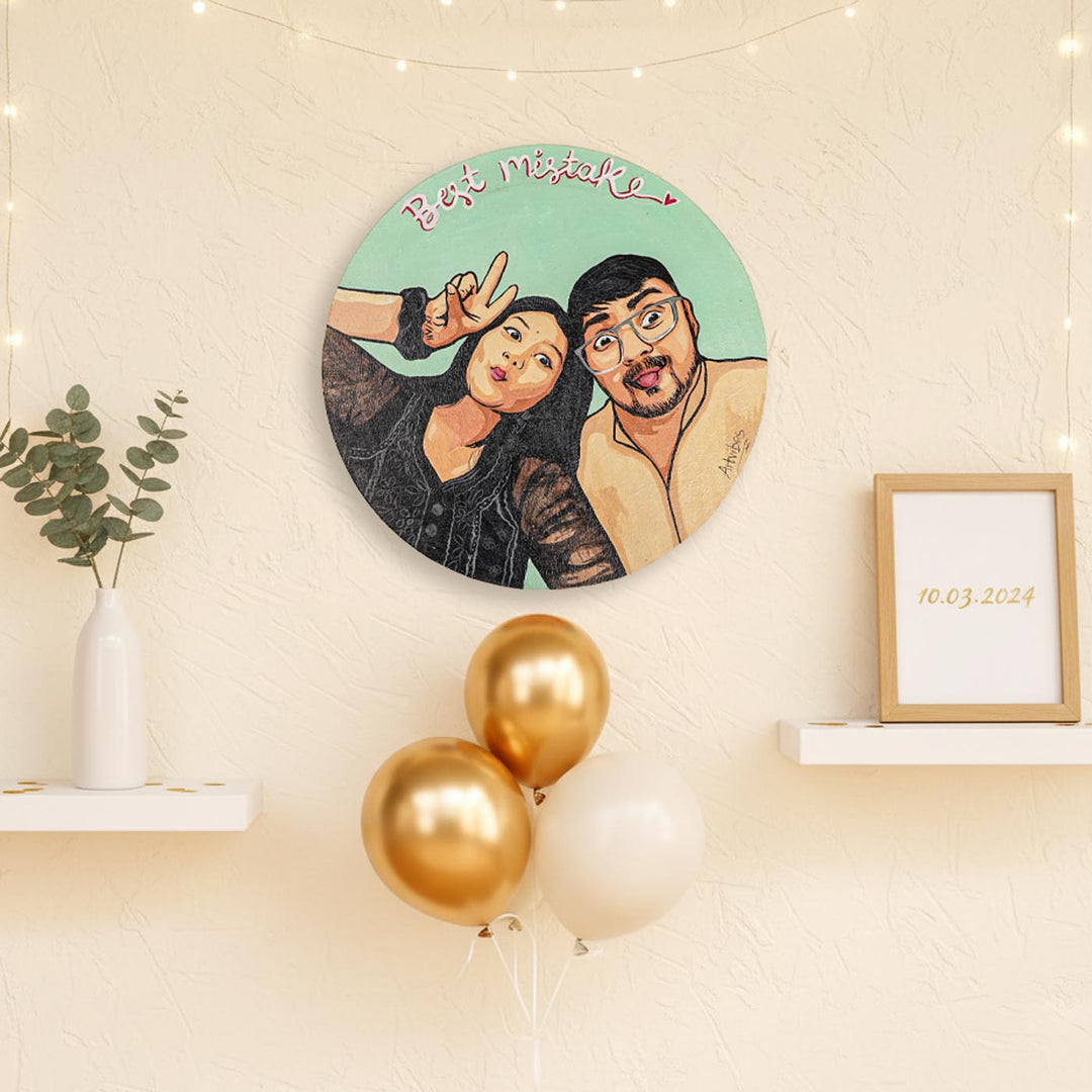 Cute Couple Photo Personalized Handpainted Canvas Portrait