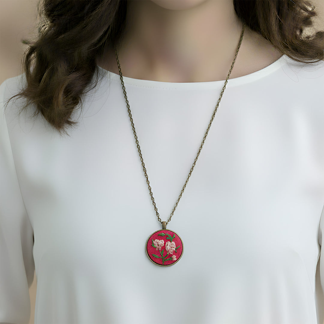 Hand Embroidered Floral Affair Antique Finish Necklace