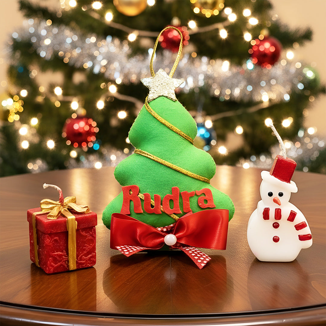 Personalized Christmas Gift Hamper | Includes 1 Ornament, 1 Gift Box Candle, 1 Snowman Candle