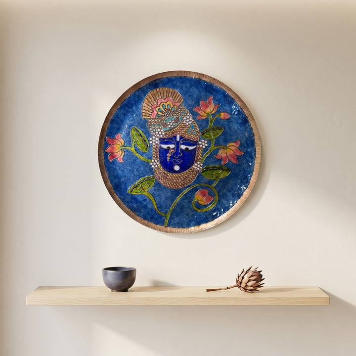 Handcrafted Srinathji Copper Enamel Wall Plate