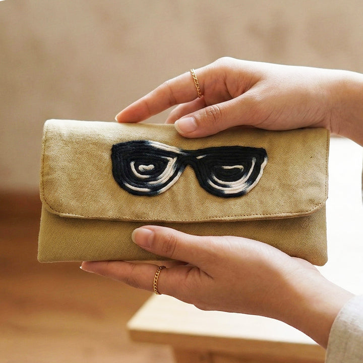 Handmade Dori Work Greyscale Eyewear Case