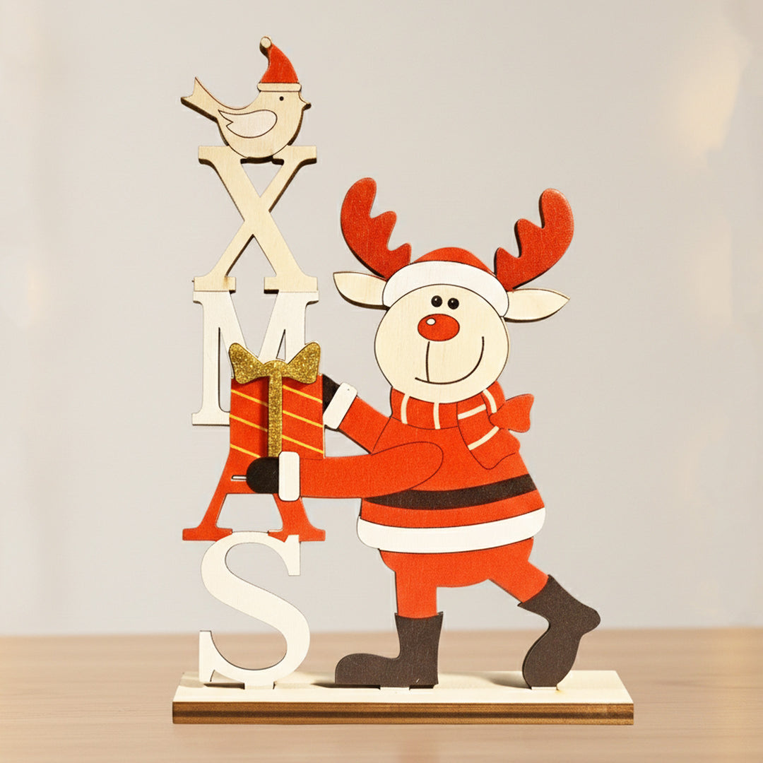 Laser Cut Santa Reindeer Wooden Table Decor