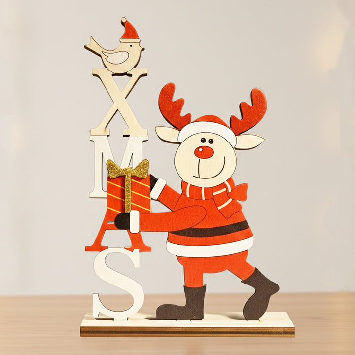 Laser Cut Santa Reindeer Wooden Table Decor