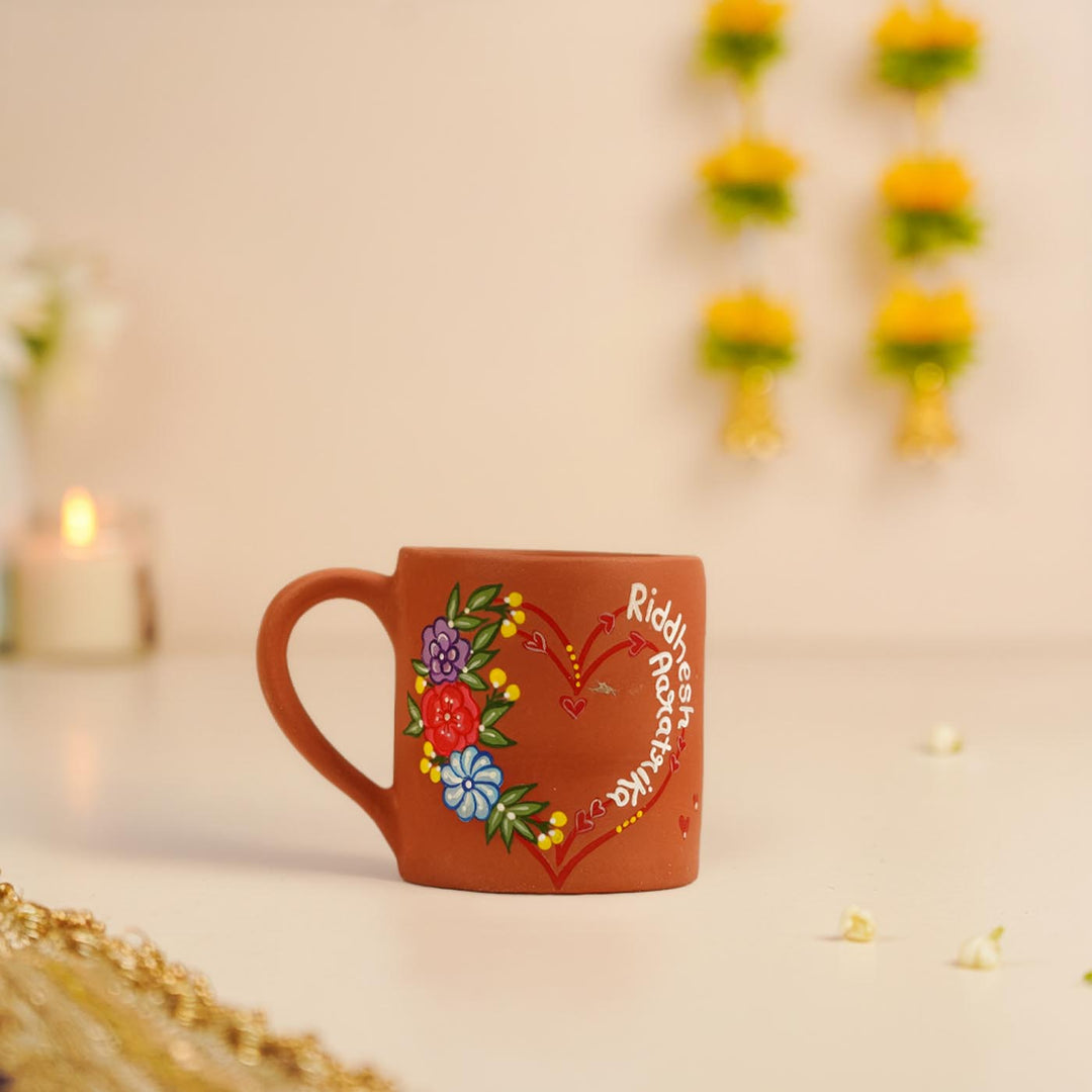 Celestial Heart Personalized Handmade Couple Terracotta Mug | 250 ml