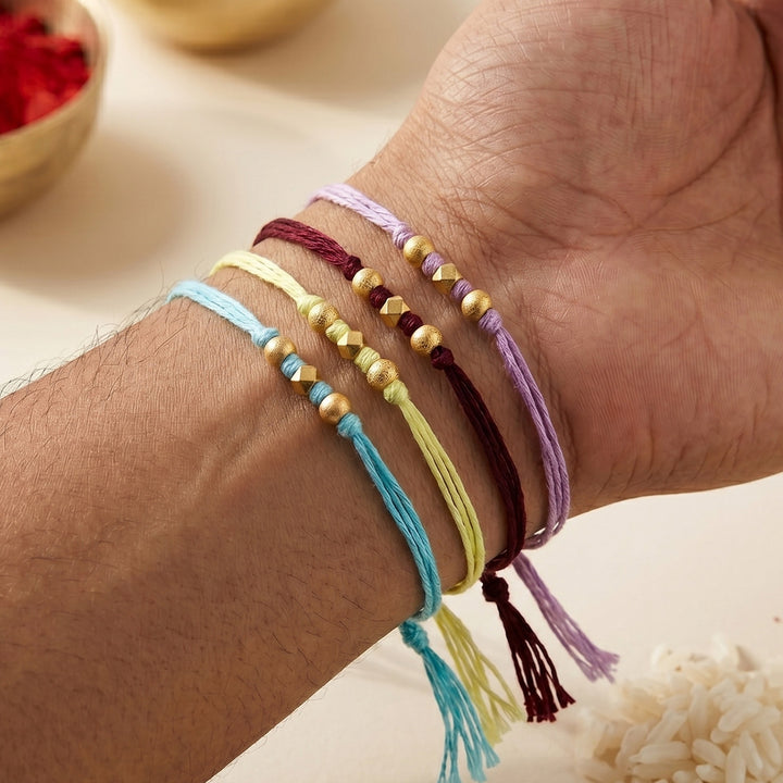 Handmade Rang Sutra Rakhi With Roli Chawal For Bhaiya