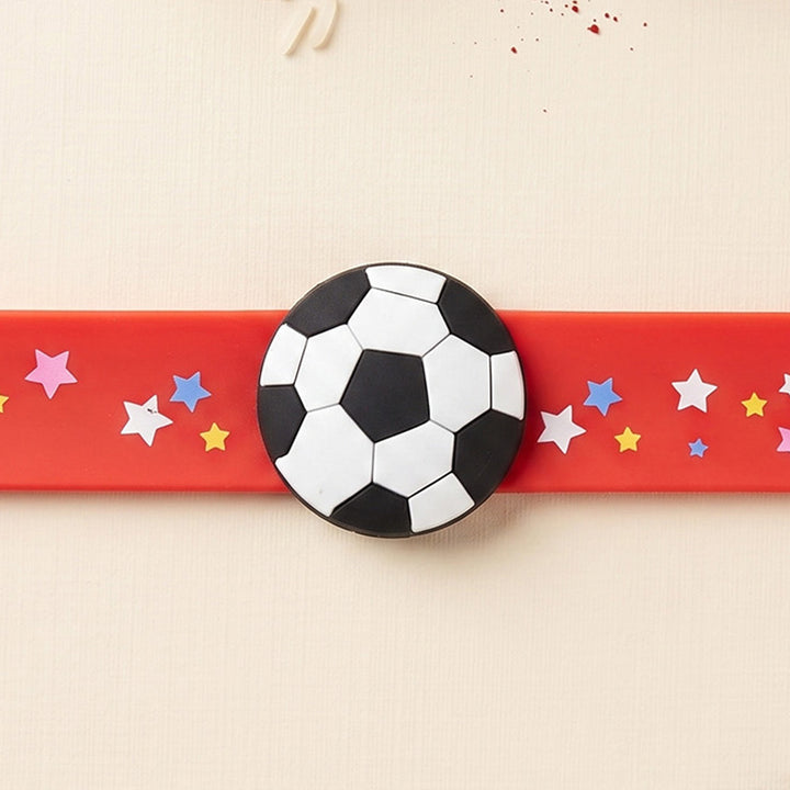 Handmade Football Silicone Slap Band Rakhi For Kids With Roli Chawal For Brother