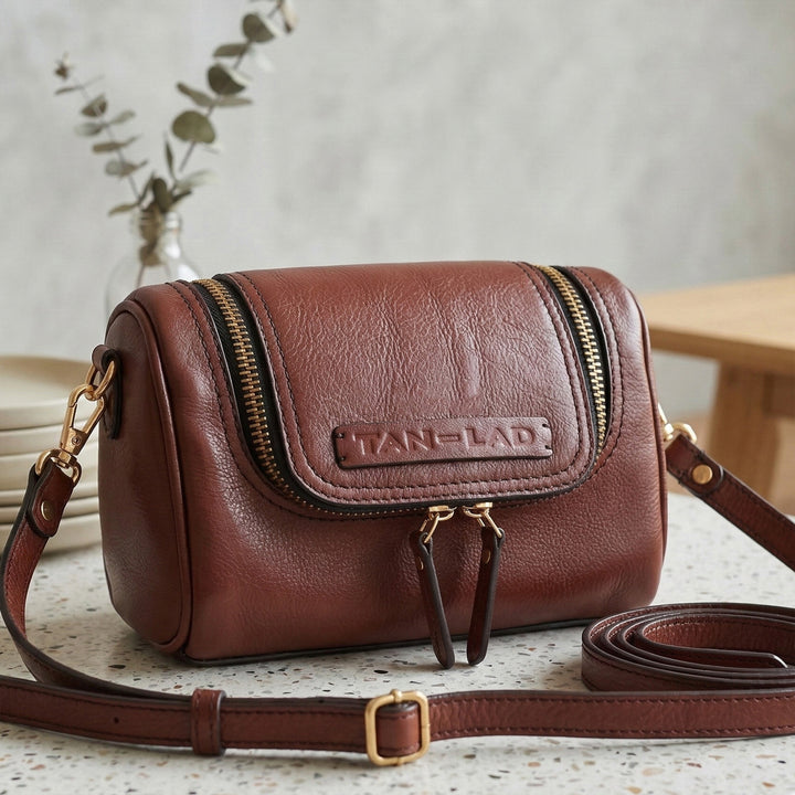 Personalized Maroon Lillie Leather Sling Bag