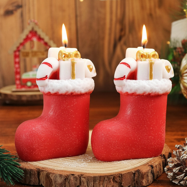 Handmade Realistic Stocking Soy Wax Candle For Christmas Decoration | Set Of 2