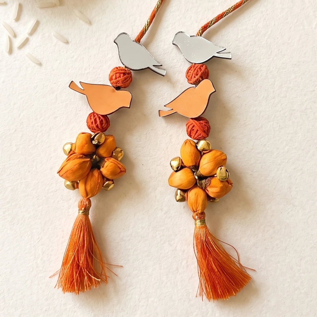 Handcrafted Bird Motif Shola Beaded Gajra With Tassels For Festive Look