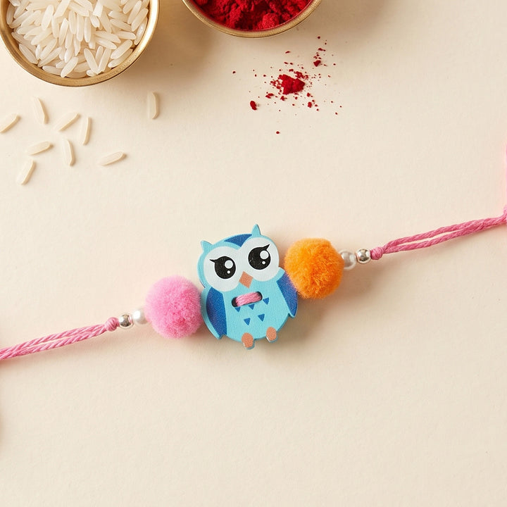 Wise Owl Handcrafted Wooden Kids Rakhi With Roli Chawal For Brother