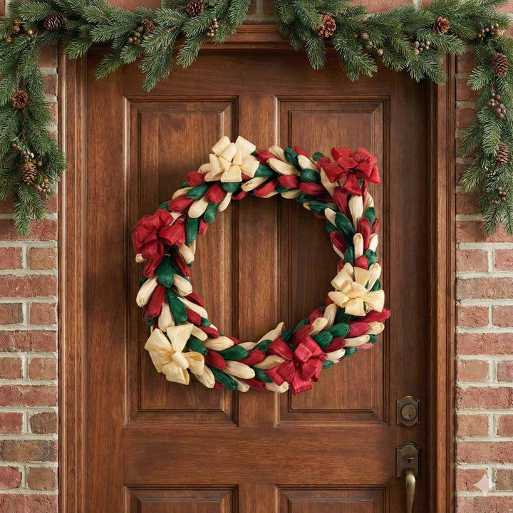 Handmade Ecofriendly Corn Husk Multicolor Flower Wreath