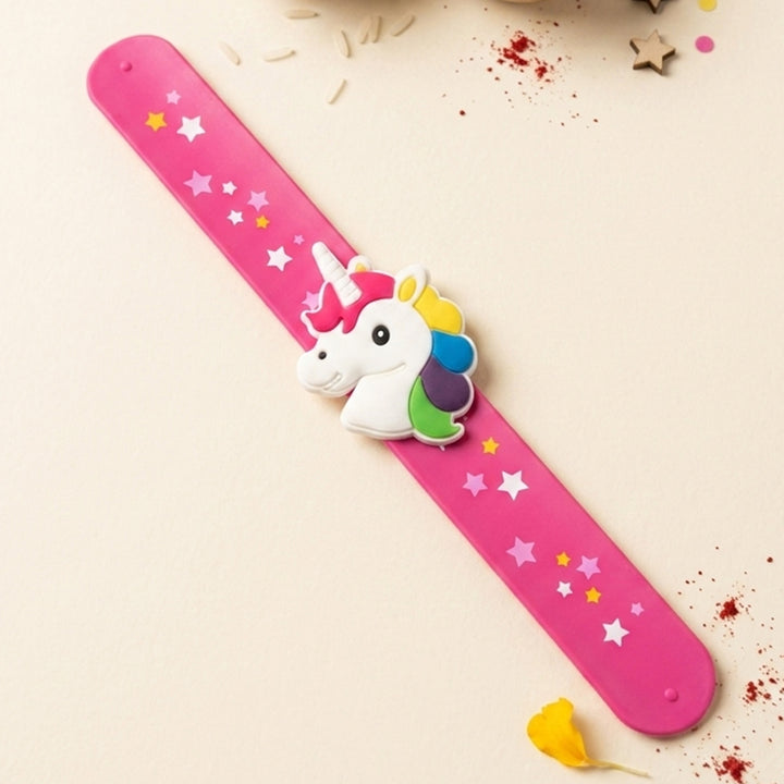 Handmade Unicorn Head Silicone Slap Band Rakhi For Kids With Roli Chawal For Brother